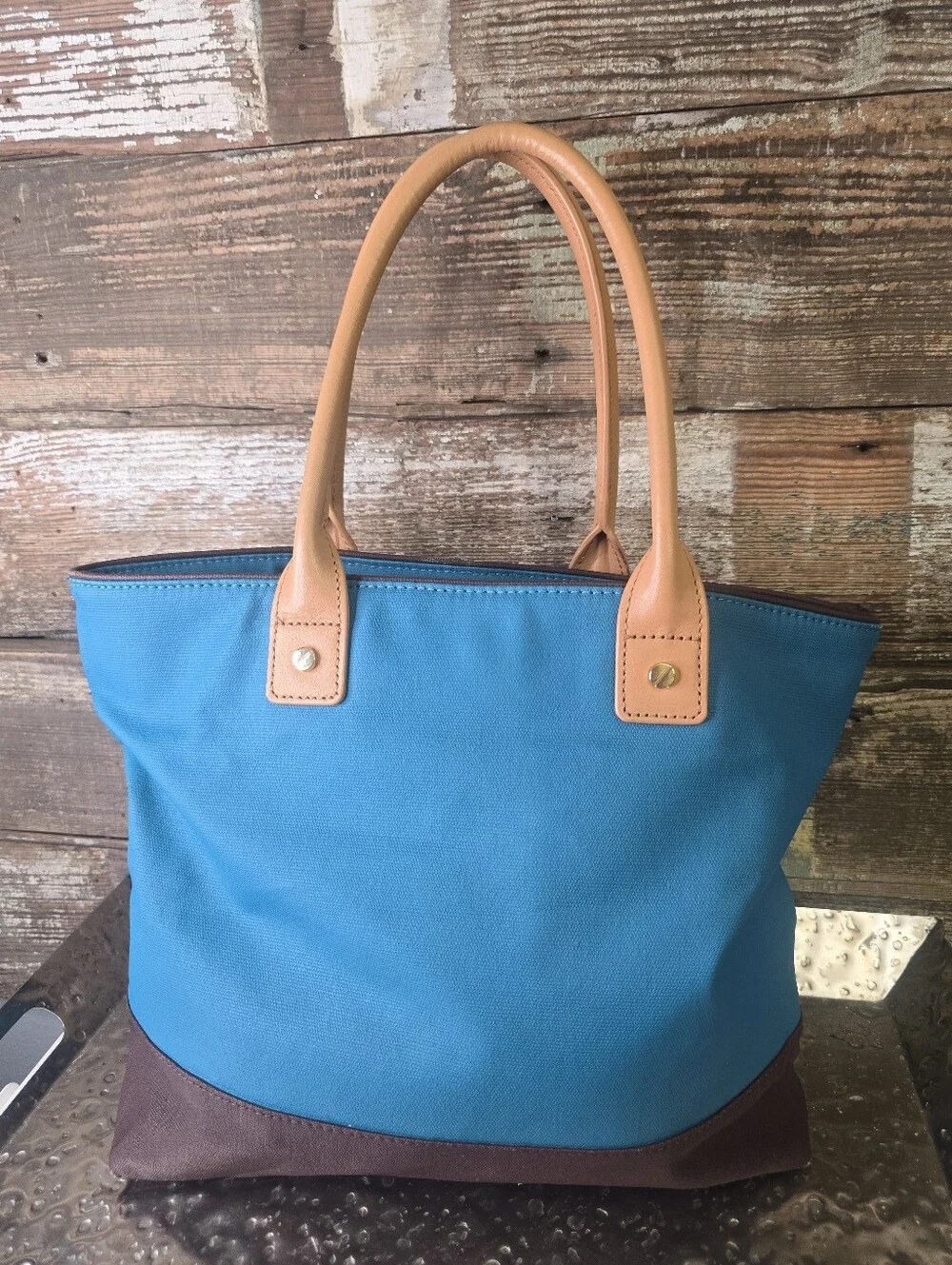Tory Burch Jaden Canvas Tote Bag - Blue & Brown